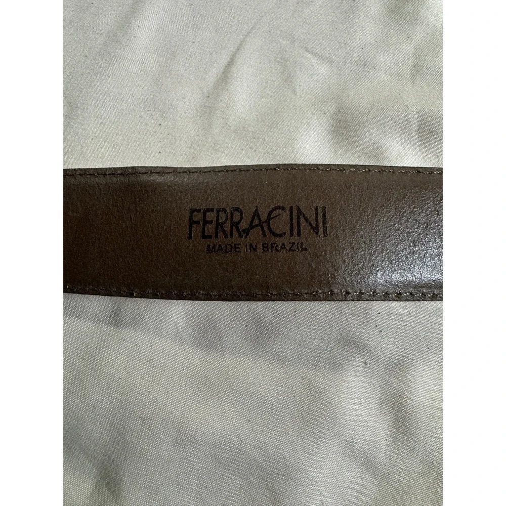 Ferracini Mens Tan Brown Leather Belt Made in Brazil Silver Buckle Size 32
